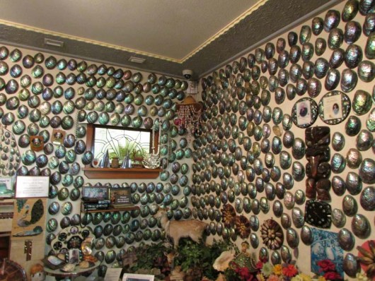 Paua house. This house really existed, the walls full of paua shells (abalone)