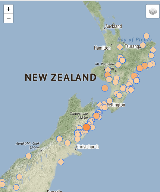 nz earthquake map