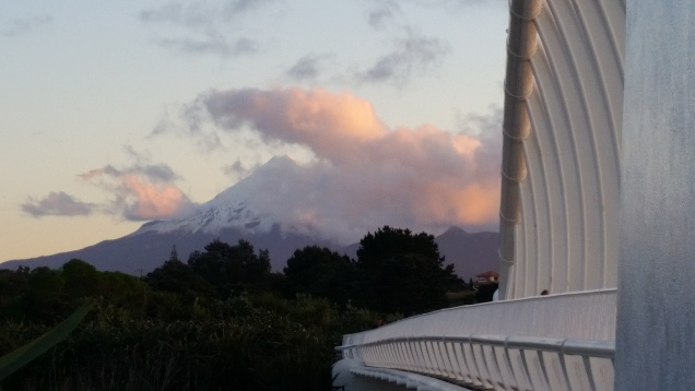 New Plymouth white bridge Mt. Taranaki